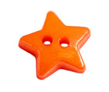 Børneknap som stjerne lavet af plastik i orange 14 mm 0.55 inch